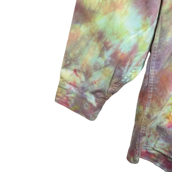 Axxa Men Size 16.5 Button Up Shirt Multicolor Oversized Mandarin Neckline Cotton - Picture 5 of 9